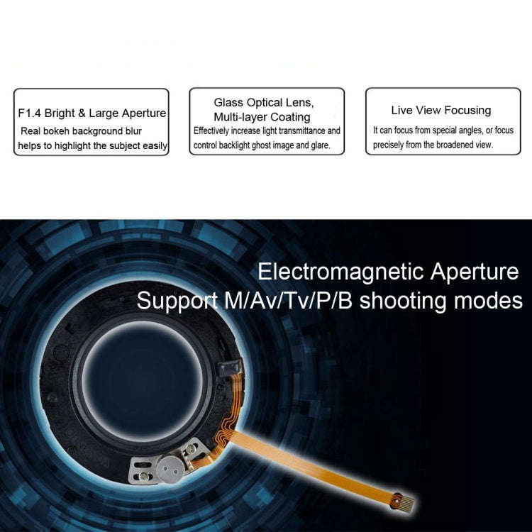 YONGNUO YN50MM F1.4C F1.4 Lens Large Aperture Auto Focus Lens for Canon(Black)
