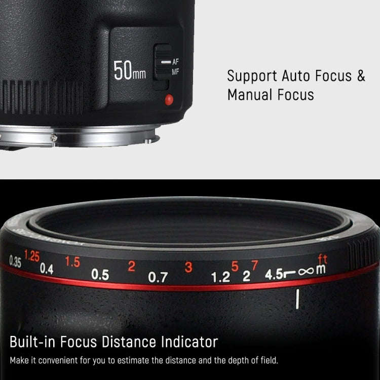 YONGNUO YN50MM F1.8C II F1.8 Auto Focus Lens for Canon EF Mount New Lens (Black)