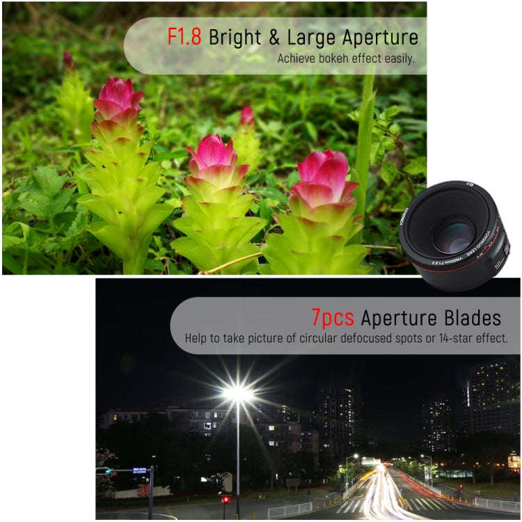 YONGNUO YN50MM F1.8C II F1.8 Auto Focus Lens for Canon EF Mount New Lens (Black)