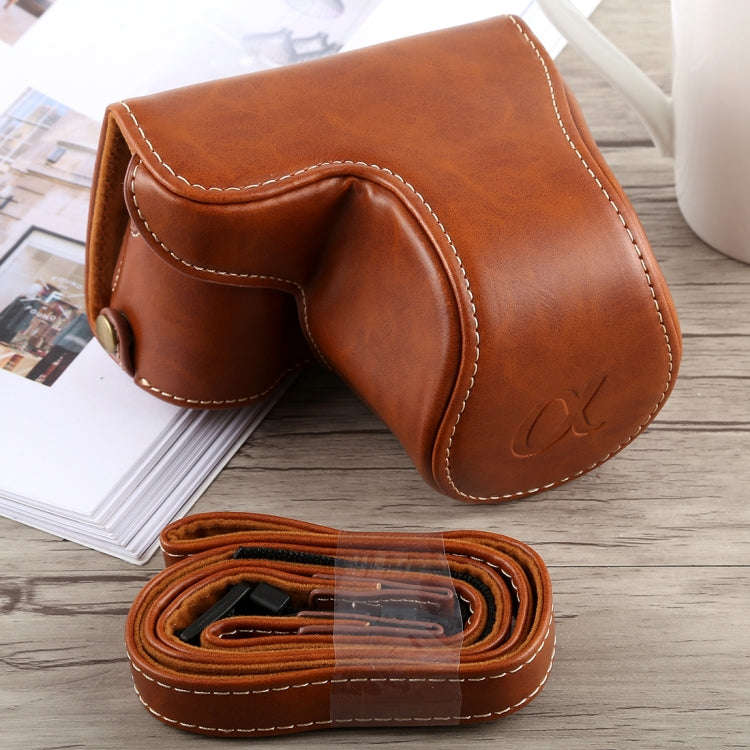 Full Body Camera PU Leather Case Bag with Strap for Sony A5100 (Brown)
