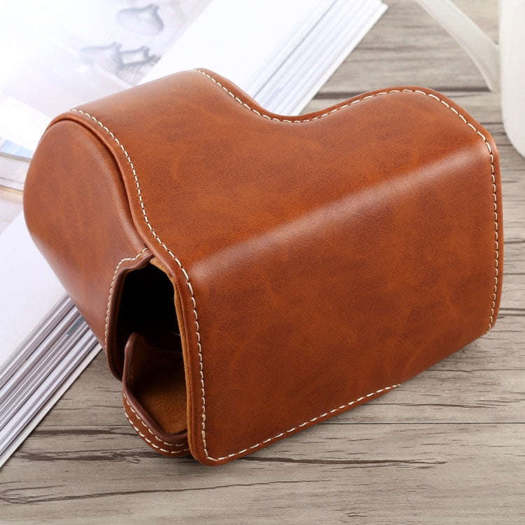 Full Body Camera PU Leather Case Bag with Strap for Sony A5100 (Brown)