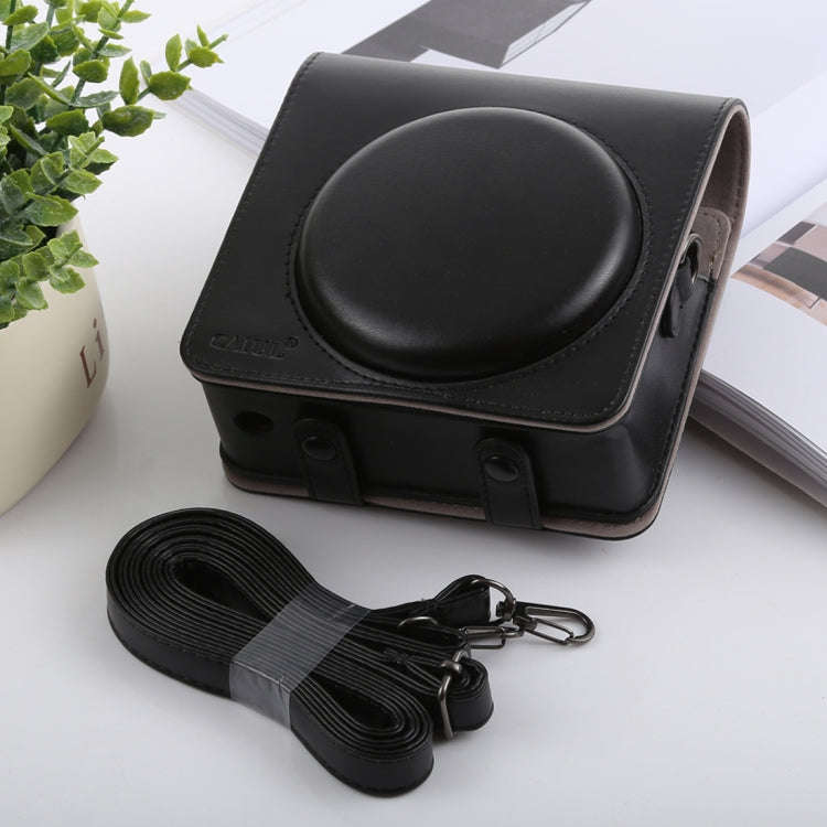 Retro Style Full Body Camera PU Leather Case Bag with Strap for FUJIFILM instax SQUARE SQ6 (Black)