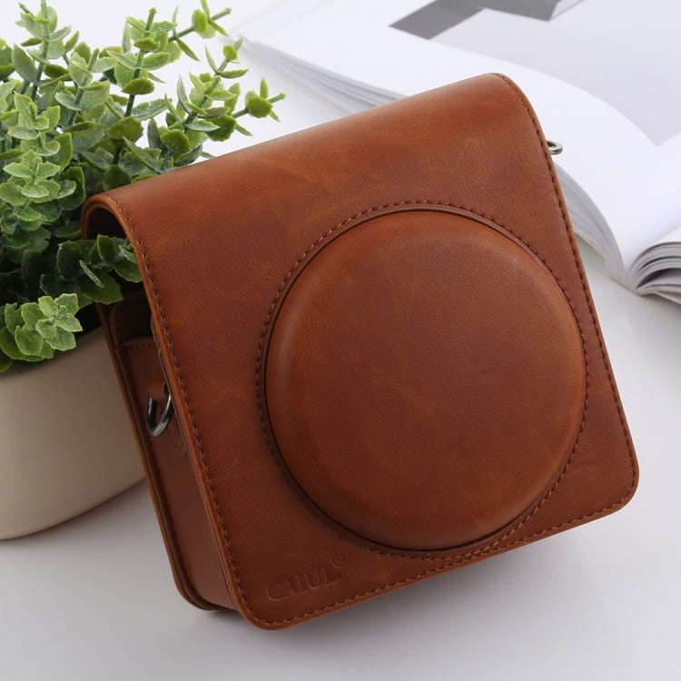 Retro Style Full Body Camera PU Leather Case Bag with Strap for FUJIFILM instax SQUARE SQ6 (Brown)