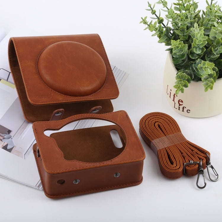 Retro Style Full Body Camera PU Leather Case Bag with Strap for FUJIFILM instax SQUARE SQ6 (Brown)