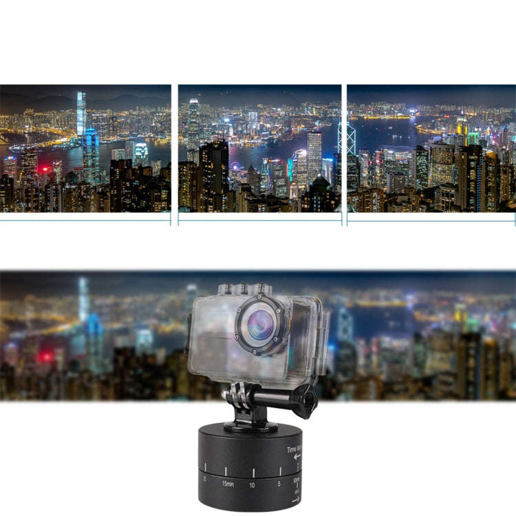 360 Degree Auto Rotation 60 Minutes Time Lapse Stabilizer Tripod Head Adapter for GoPro(Black)