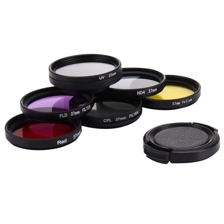 JUNESTAR 7 in 1 Proffesional 37mm Lens Filter(CPL + UV + ND4 + Red + Yellow + FLD / Purple) & Len...