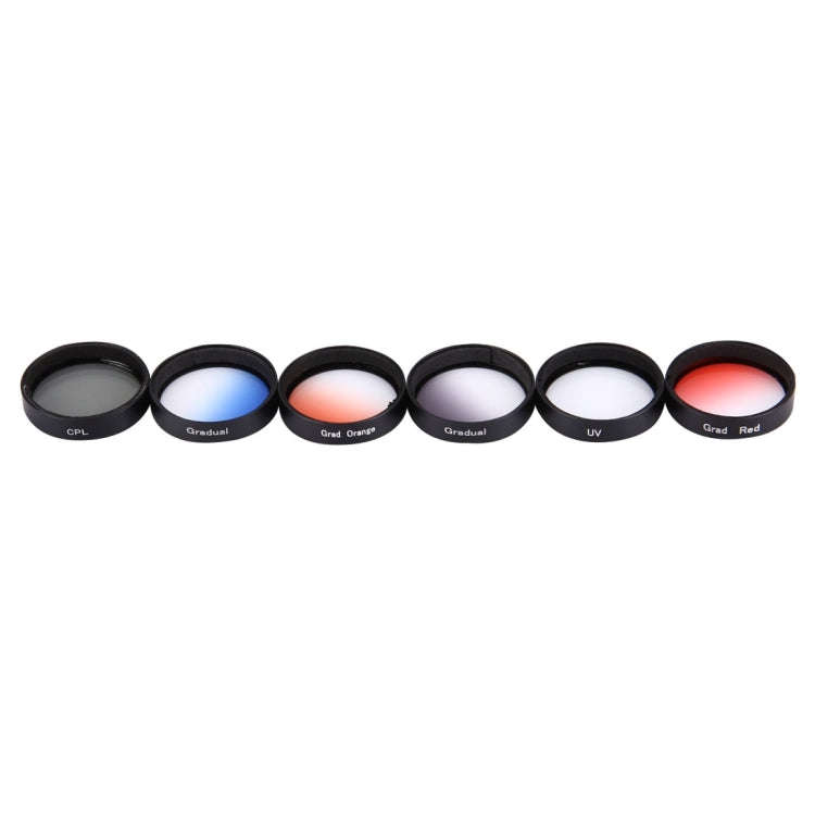 JUNESTAR 6 in 1 Professional 34mm Lens Filter(CPL + UV + Gradual Red + Gradual Orange + Gradual B...