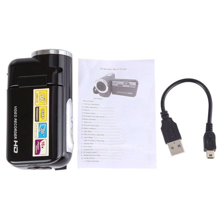 1280x720P HD 16X Digital Zoom 16.0 MP Digital Video Camera Recorder with 2.0 inch LCD Screen(Black)