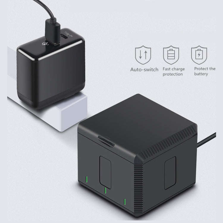 RUIGPRO USB Triple Batteries Housing Charger Box with LED Indicator Light for DJI OSMO Action 1