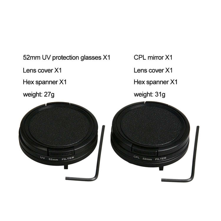 For GoPro HERO5 Proffesional 52mm Lens Filter(CPL Filter + Lens Protective Cap + Hex Spanner) & (...