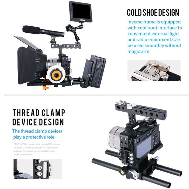 YELANGU C6 Camera Video Cage Stabilizer for Sony A6000 / A6300 / A6500 / A6400 (Black)