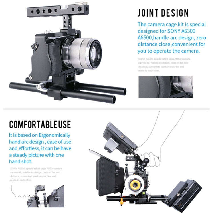 YELANGU C6 Camera Video Cage Stabilizer for Sony A6000 / A6300 / A6500 / A6400 (Black)