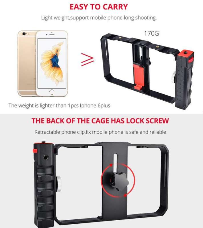 YLG0901B Vlogging Live Broadcast Smartphone Plastic Cage Video Rig Filmmaking Recording Handle St...
