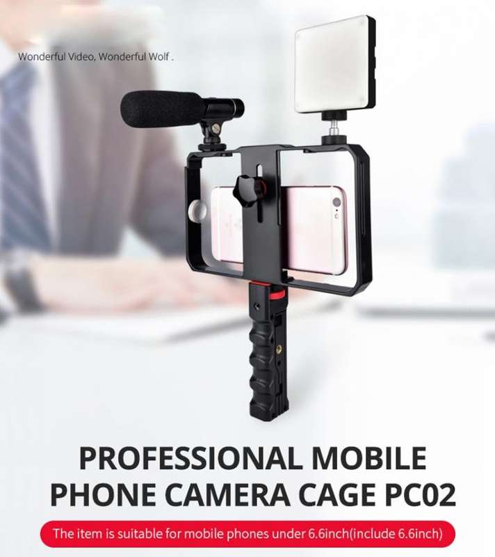 YLG0901B Vlogging Live Broadcast Smartphone Plastic Cage Video Rig Filmmaking Recording Handle St...