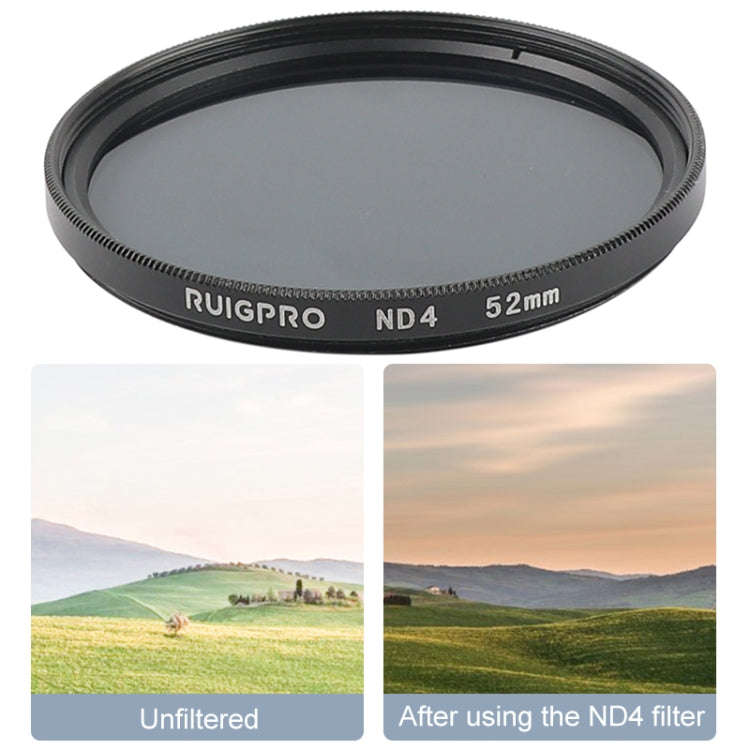 RUIGPRO for GoPro HERO 7/6 /5 Professional 52mm ND4 Lens Filter with Filter Adapter Ring & Lens Cap