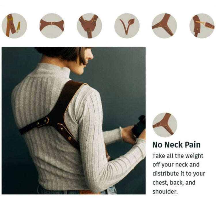 Quick Release Anti-Slip Shoulder Leather Harness Camera Strap with Metal Hook for SLR / DSLR Came...