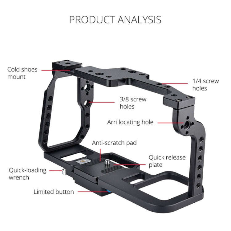 YELANGU C9 YLG0911A-A Video Camera Cage Stabilizer for DJI BMPCC 4K (Black)