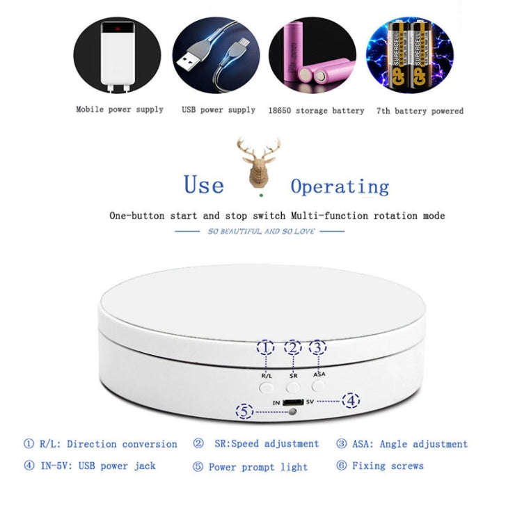 13.8cm USB Charging Smart 360 Degree Rotating Turntable Display Stand Video Shooting Props Turnta...