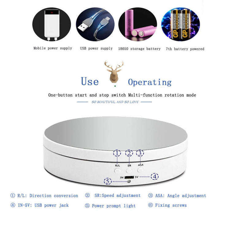 13.8cm Mirror Style USB Charging Smart 360 Degree Rotating Turntable Display Stand Video Shooting...