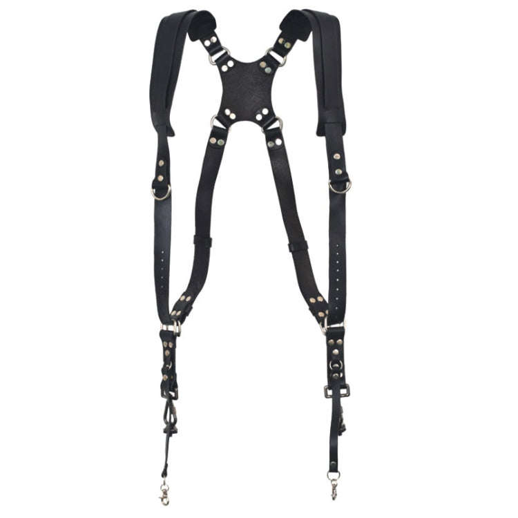 Quick Release Anti-Slip Dual Shoulder Leather Harness Camera Strap with Metal Hook for SLR / DSLR...