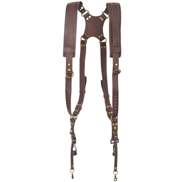 Quick Release Anti-Slip Dual Shoulder Leather Harness Camera Strap with Metal Hook for SLR / DSLR...