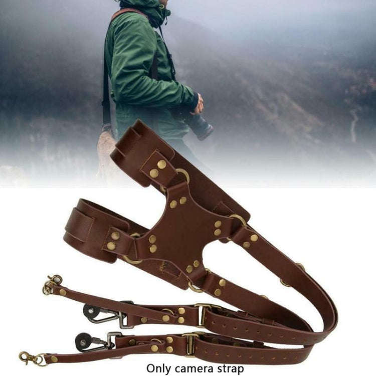 Quick Release Anti-Slip Dual Shoulder Leather Harness Camera Strap with Metal Hook for SLR / DSLR...