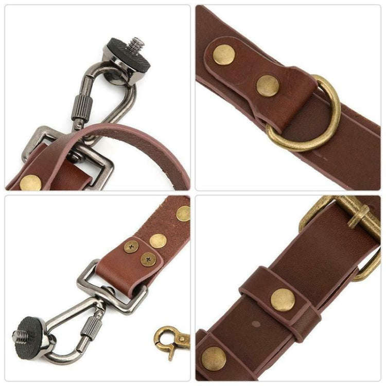 Quick Release Anti-Slip Dual Shoulder Leather Harness Camera Strap with Metal Hook for SLR / DSLR...