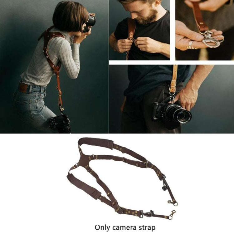 Quick Release Anti-Slip Dual Shoulder Leather Harness Camera Strap with Metal Hook for SLR / DSLR...