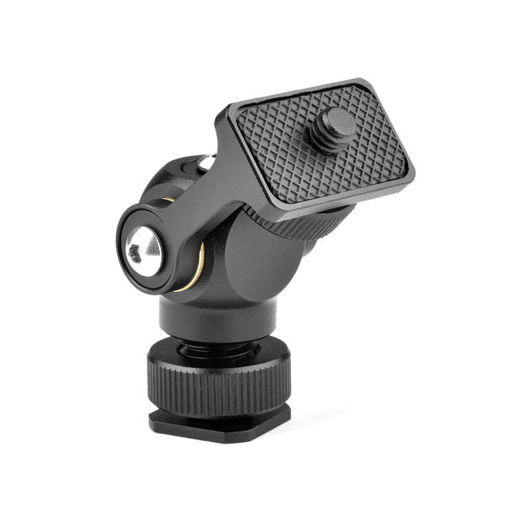 YELANGU 180 Degree Swing Mini Tripod Ball Head Bracket Cold Shoe Mount 1/4 inch Screw Adapter(Black)