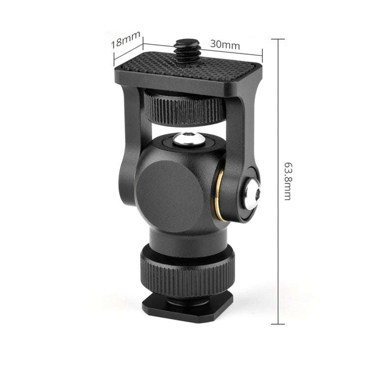 YELANGU 180 Degree Swing Mini Tripod Ball Head Bracket Cold Shoe Mount 1/4 inch Screw Adapter(Black)