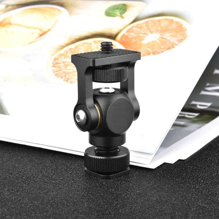 YELANGU 180 Degree Swing Mini Tripod Ball Head Bracket Cold Shoe Mount 1/4 inch Screw Adapter(Black)