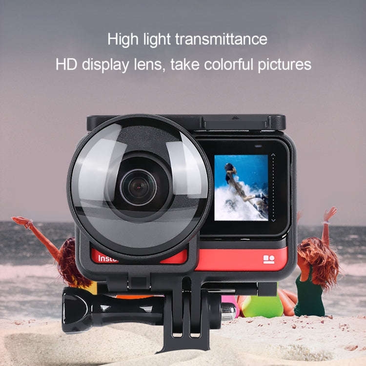 Lens Guard Protective Glass Cover for Insta360one R Panoramic Camera with Frame(Black)