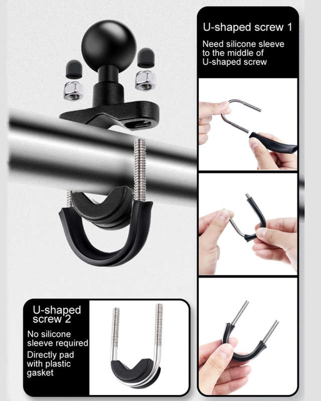 25mm Ball Head Motorcycle Rearview Mirror Fixed Mount Holder with 2 types of U-bolts for GoPro, I...