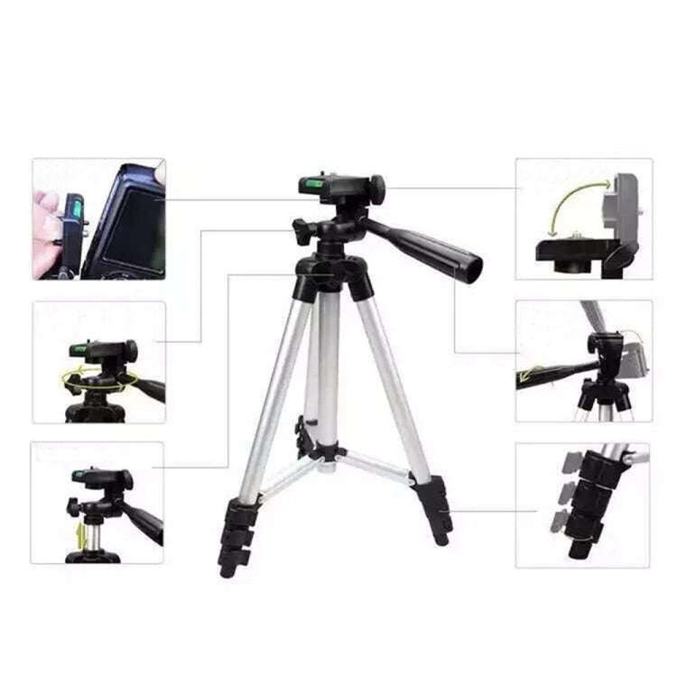 3120 Live Broadcast Tripod 4-Section Folding Legs Aluminum Alloy Tripod Mount with U-Shape Three-...