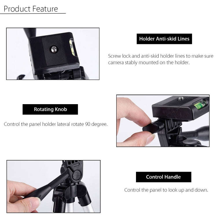 3120 Live Broadcast Tripod 4-Section Folding Legs Aluminum Alloy Tripod Mount with U-Shape Three-...