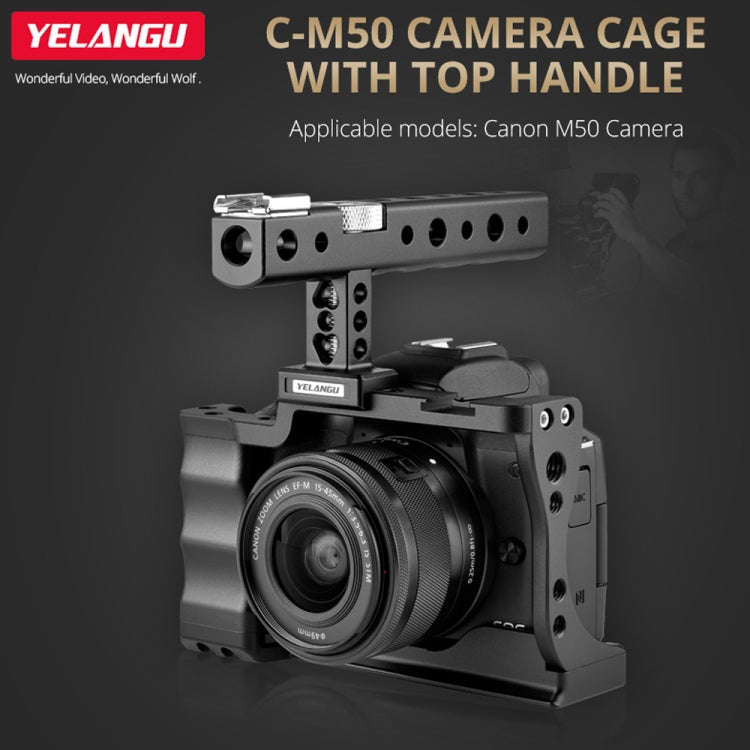 YELANGU C14 YLG0714A Video Camera Cage Stabilizer with Handle for Canon EOS M50(Black)