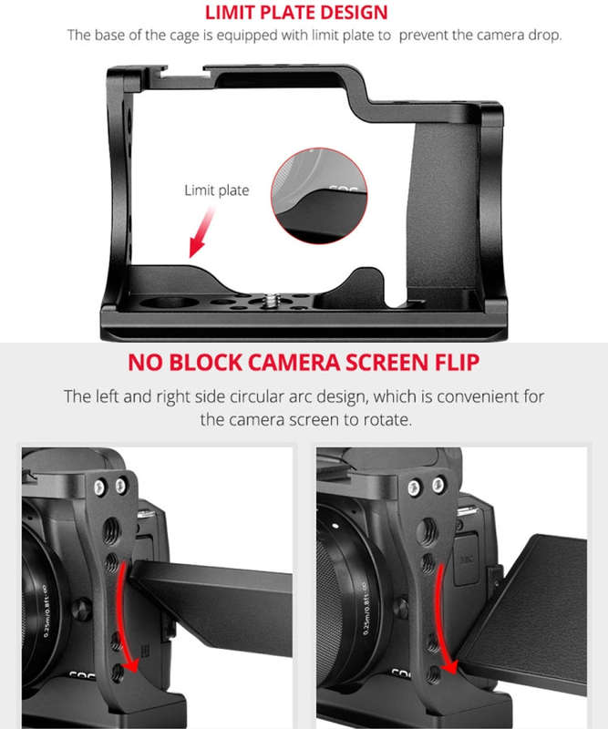 YELANGU C14-A YLG0714A-A Video Camera Cage Stabilizer for Canon EOS M50 (Black)