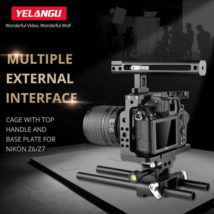 YELANGU C15 YLG0711A Video Camera Cage Stabilizer with Handle & Rail Rod for Nikon Z6 / Z7(Black)