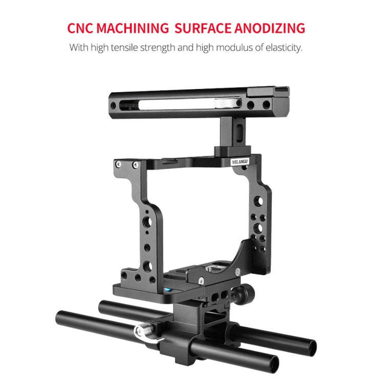 YELANGU C15 YLG0711A Video Camera Cage Stabilizer with Handle & Rail Rod for Nikon Z6 / Z7(Black)