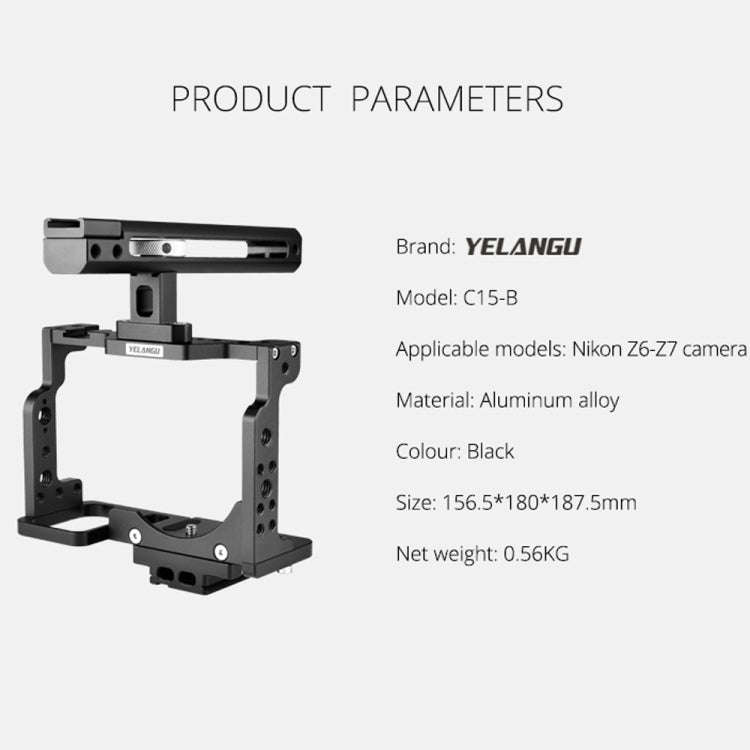 YELANGU C15-B YLG0711A-A Video Camera Cage Stabilizer with Handle for Nikon Z6 / Z7(Black)