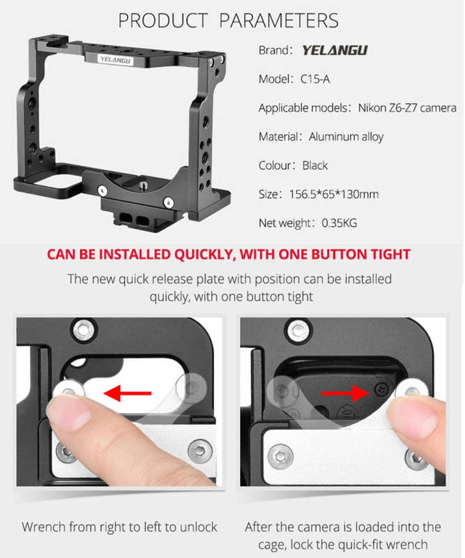 YELANGU C15-A YLG0711A-A01 Video Camera Cage Stabilizer for Nikon Z6 / Z7 (Black)