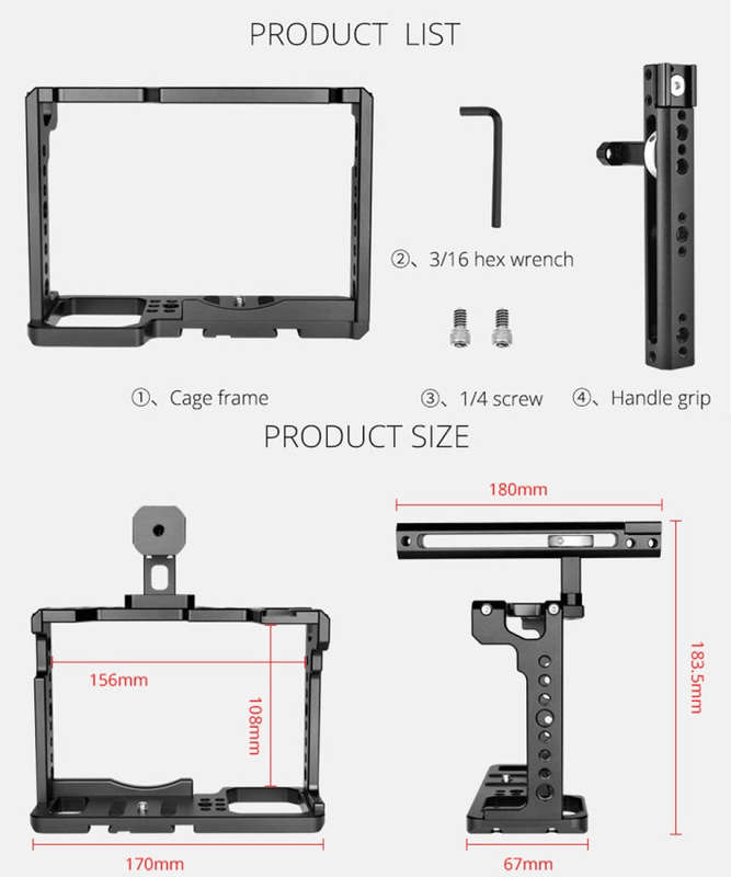 YELANGU C18 YLG0915A-B Video Camera Cage Stabilizer with Handle for Panasonic Lumix DC-S1H / DC-S...
