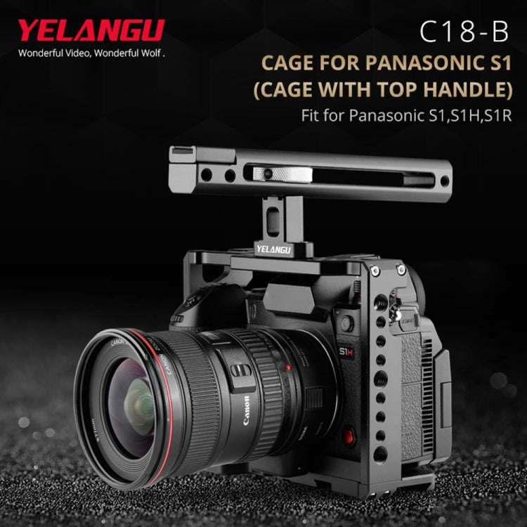YELANGU C18 YLG0915A-B Video Camera Cage Stabilizer with Handle for Panasonic Lumix DC-S1H / DC-S...