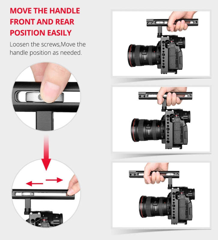 YELANGU C18 YLG0915A-C Video Camera Cage Stabilizer with Handle & Rail Rod Mount for Panasonic Lu...