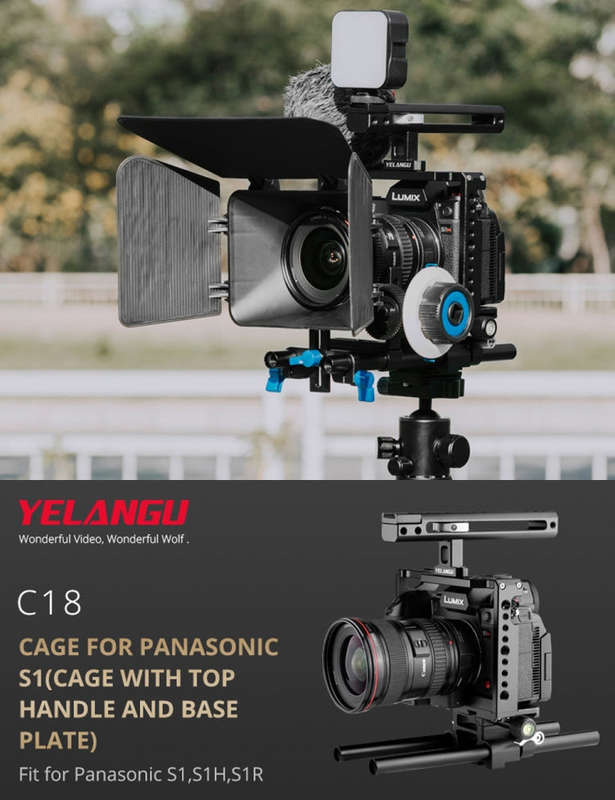 YELANGU C18 YLG0915A-C Video Camera Cage Stabilizer with Handle & Rail Rod Mount for Panasonic Lu...