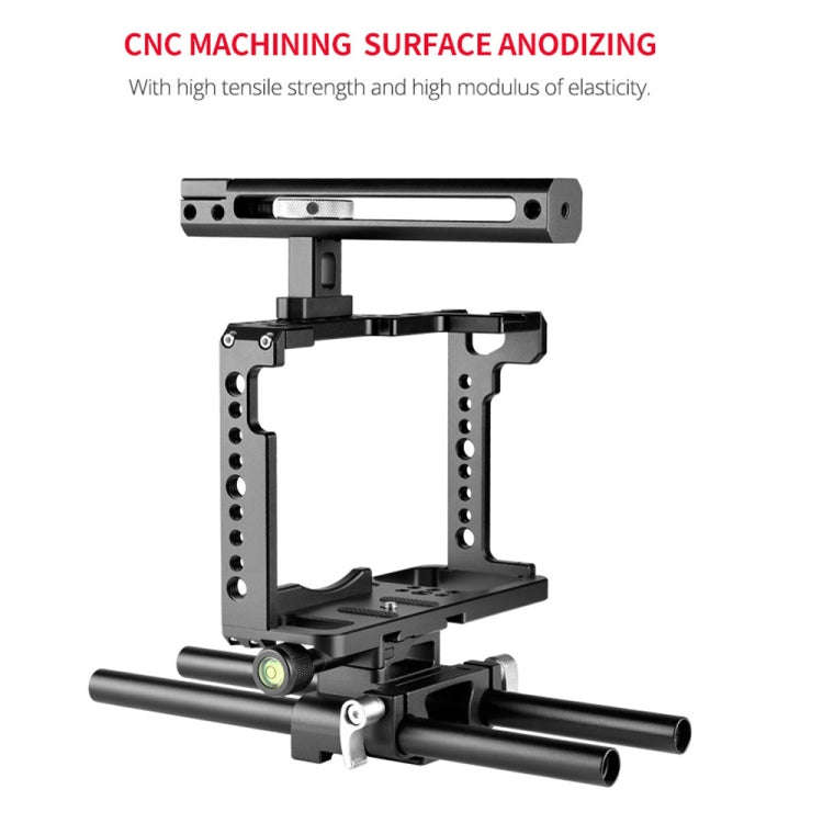 YELANGU C18 YLG0915A-C Video Camera Cage Stabilizer with Handle & Rail Rod Mount for Panasonic Lu...