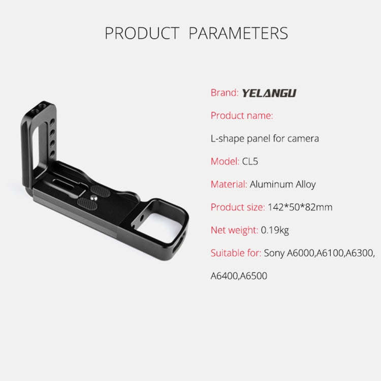 YELANGU YLG0715A 1/4 inch Vertical Shoot Quick Release L Plate Bracket Base Holder for Sony A6300...