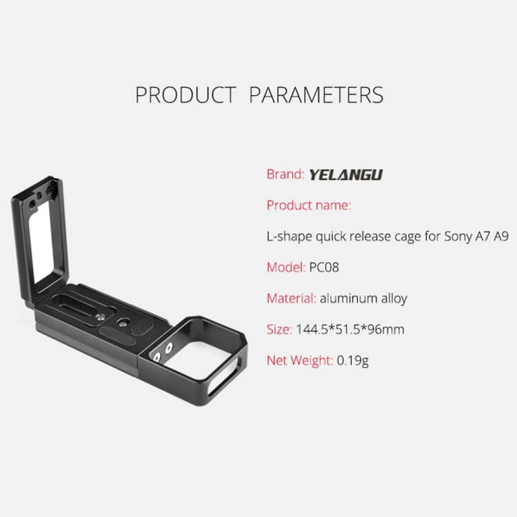 YELANGU CL6 YLG0712A Vertical Shoot Quick Release L Plate Bracket Base Holder for Sony A9 (ILCE-9...