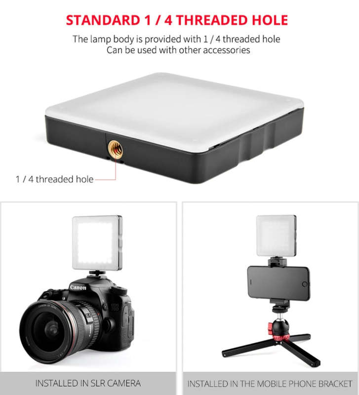 YELANGU Portable 49 LEDs Phone Photography Fill Light with 6 Color Filters (Black)