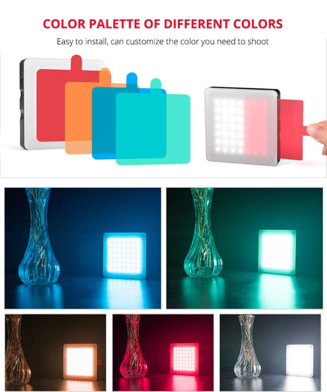 YELANGU Portable 49 LEDs Phone Photography Fill Light with 6 Color Filters (Black)